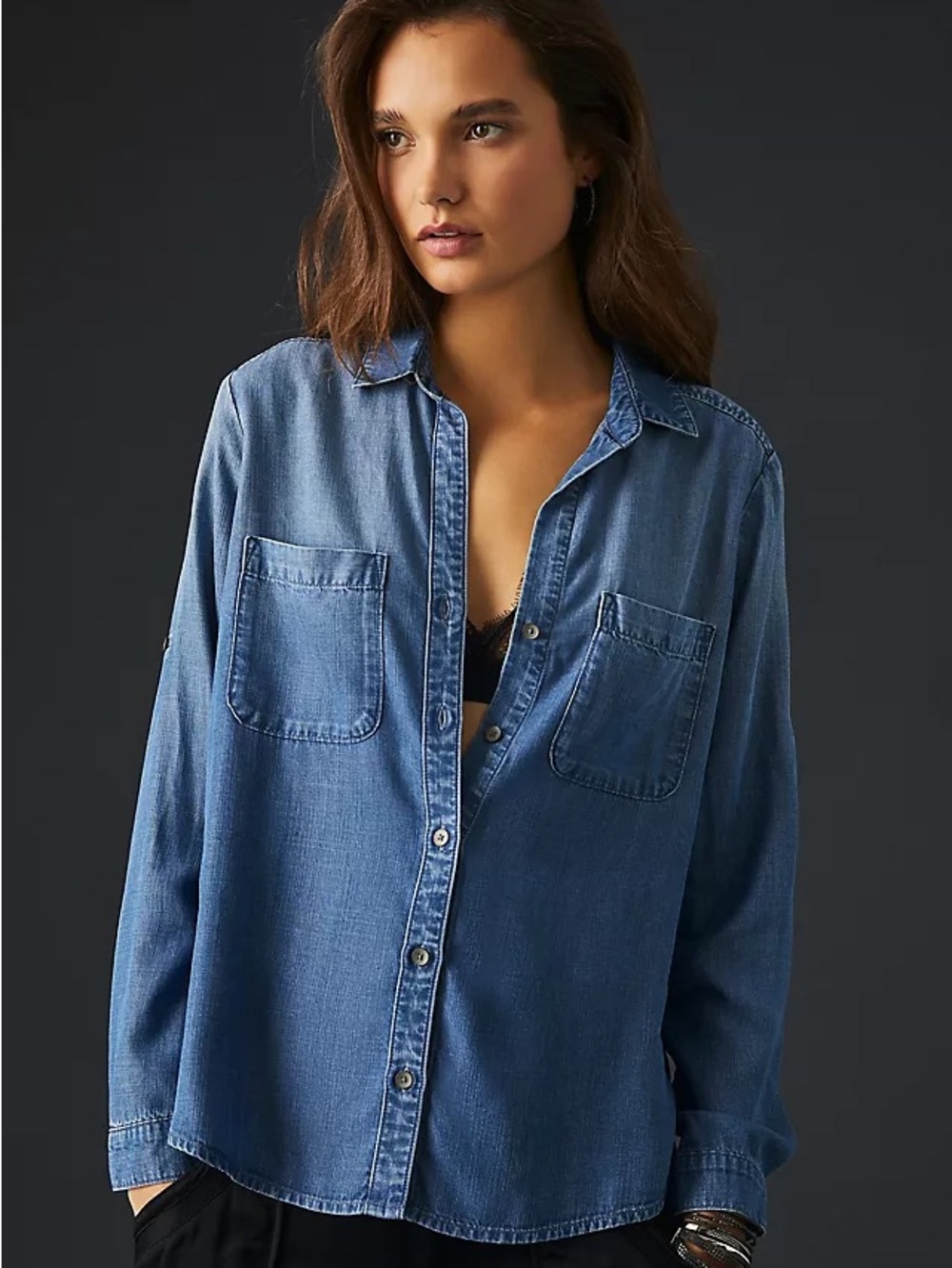 Cloth & Stone Chambray Button-Up Shirt - Blue